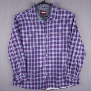 Alesbury Plaid Button Shirt Mens 2XL Purple Blue Cotton Thick Layered Heavy